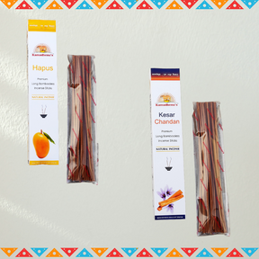 Kamadhenu's Premium Long Bambooless Incense Sticks Combo (Hapus And Kesar Chandan)