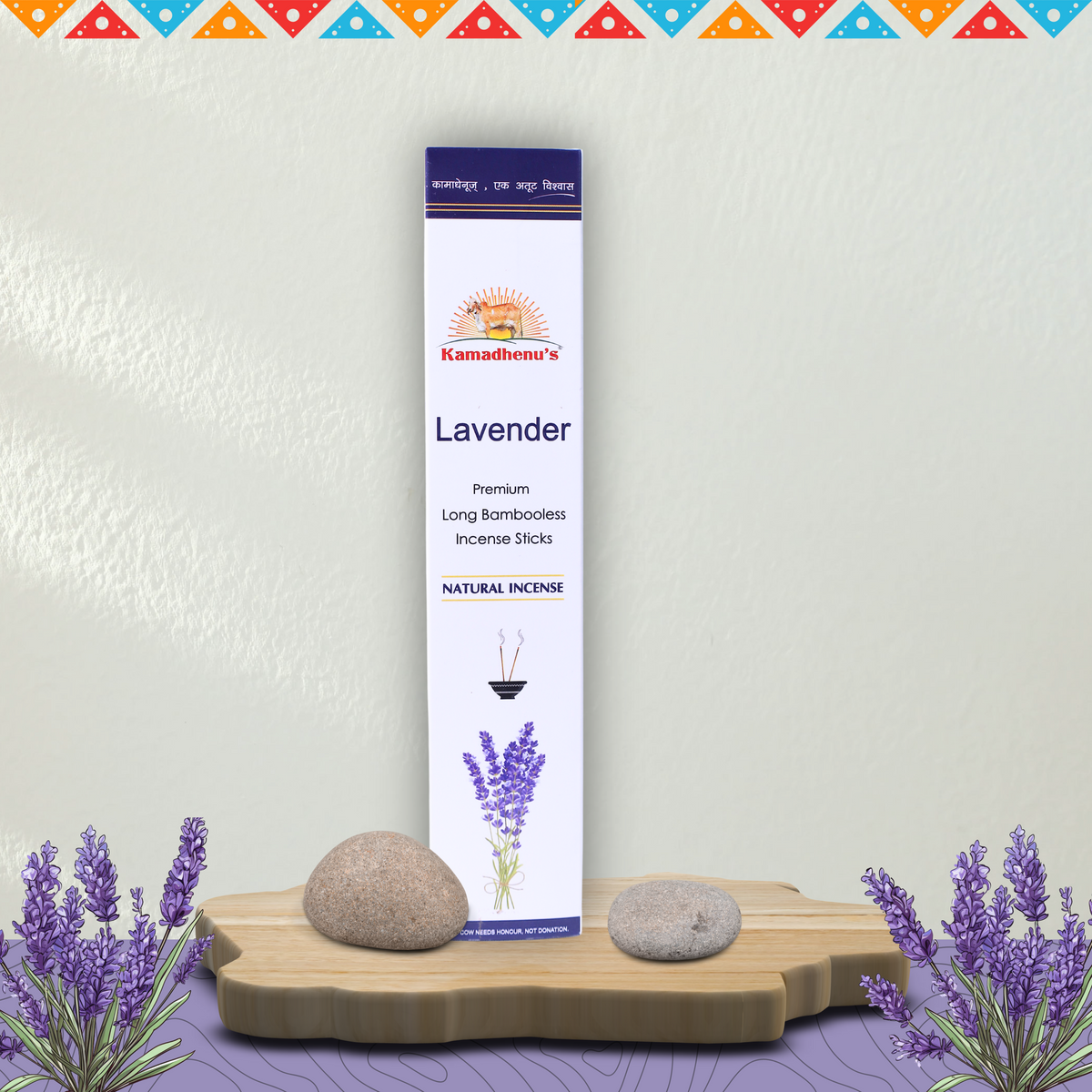Kamadhenu's Lavender Premium Long Bambooless Incense Sticks
