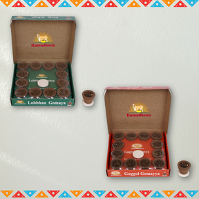 Kamadhenu's Gomay Cup Sambrani Combo (Lobbhan And Guggul) Pack of 2 (12 Cups per Box)